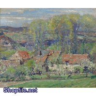 Tranh sơn dầu nông thôn yên tĩnh